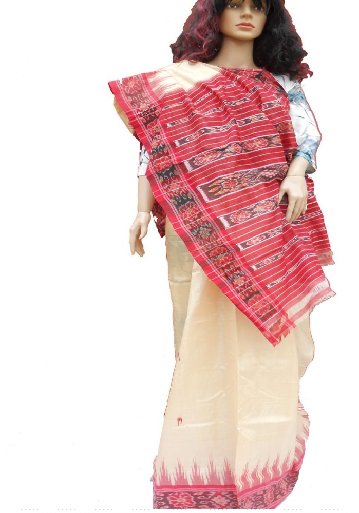 Tussar silk bandha saree