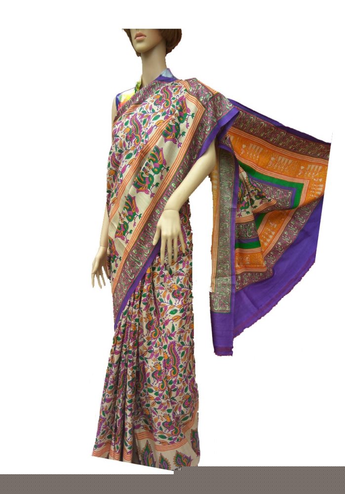 Tussar silk body print  saree